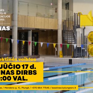 Rugpjūčio 17 d. baseinas veiks iki 20:00 val.