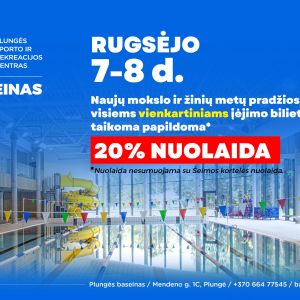 Rugsėjo 7-8 d. baseine bus taikoma 20 proc. nuolaida